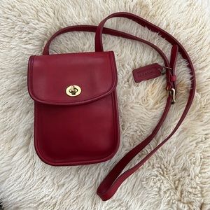 Vintage Coach Red Leather Side Pack 9978